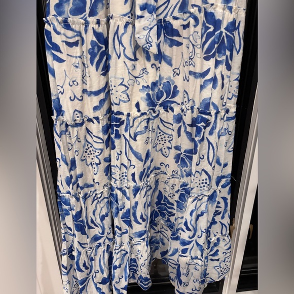 NWT MSK Blue and White Floral Maxi Dress Lined Sz M - Picture 4 of 10